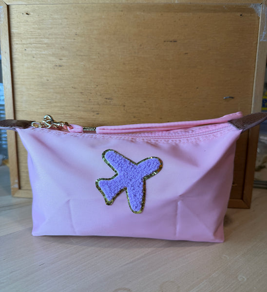 Airplane Zippered Bag with Removable Wristlet