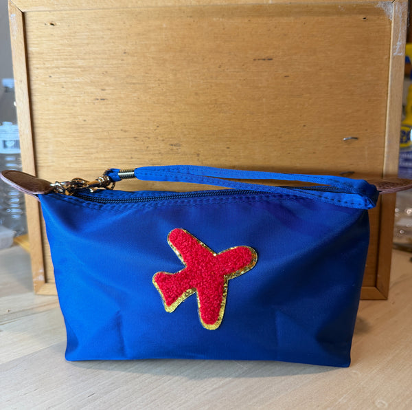 Airplane Zippered Bag with Removable Wristlet