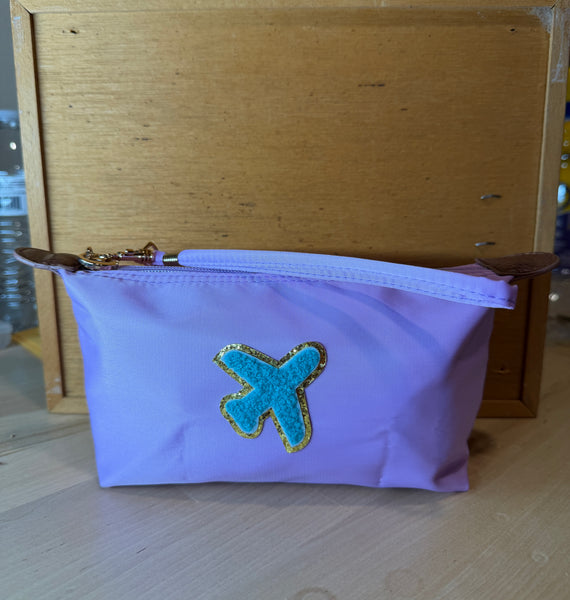 Airplane Zippered Bag with Removable Wristlet
