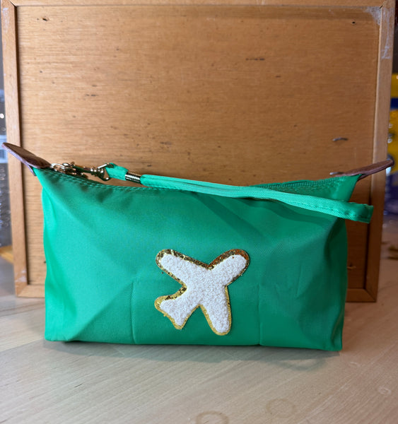 Airplane Zippered Bag with Removable Wristlet