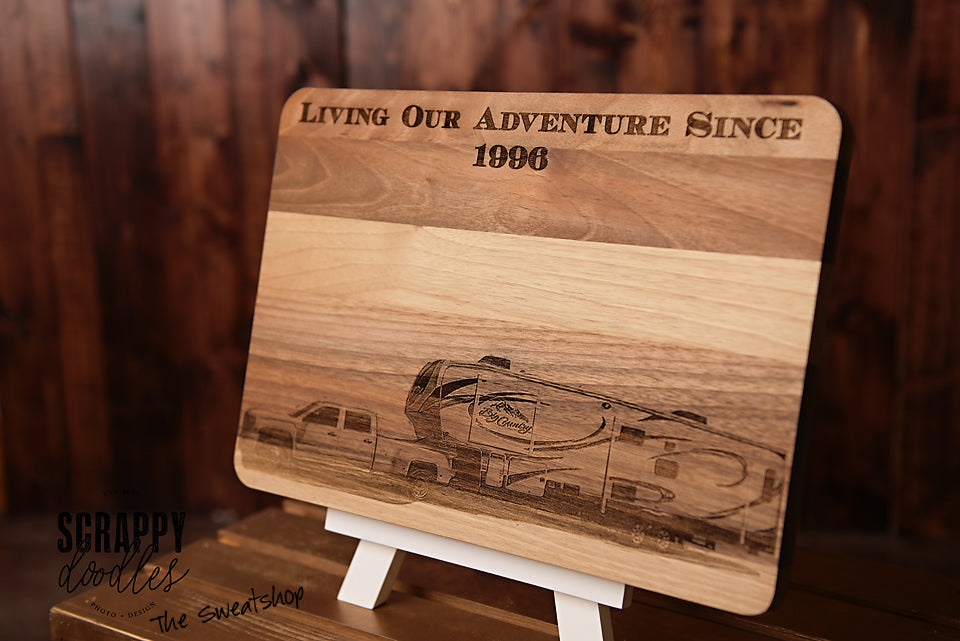Rectangle Cutting Board with RV laser etched (walnut)